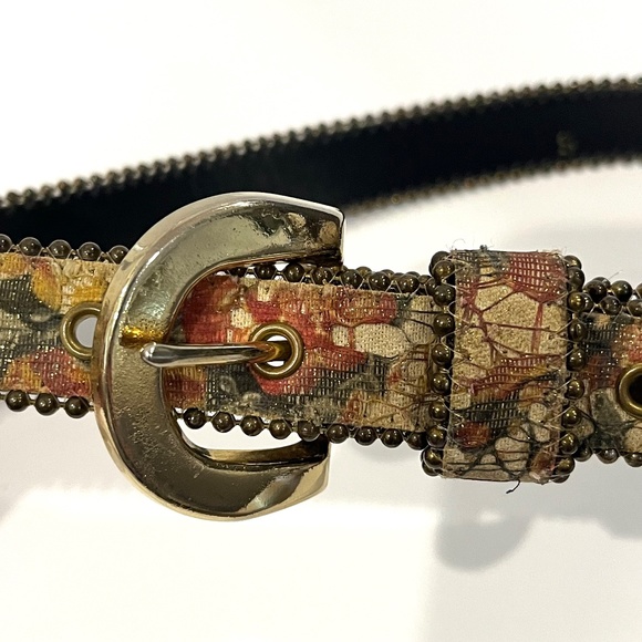 ELITE FRESNO Multicolor Tapestry Belt with Bead Trim - Size S - Picture 3 of 8